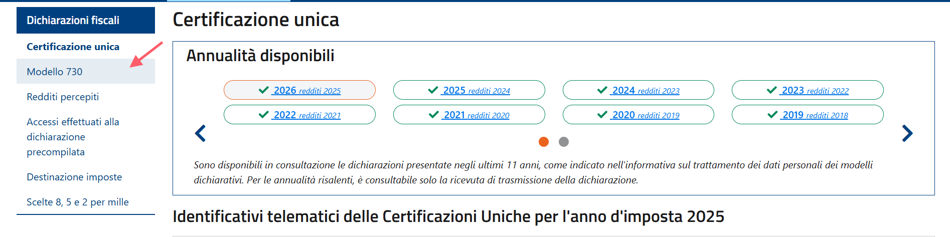 scarica modello 730